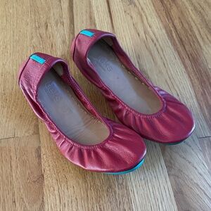 TIEKS Cardinal Red Matte Leather Ballet Flats, Size 7